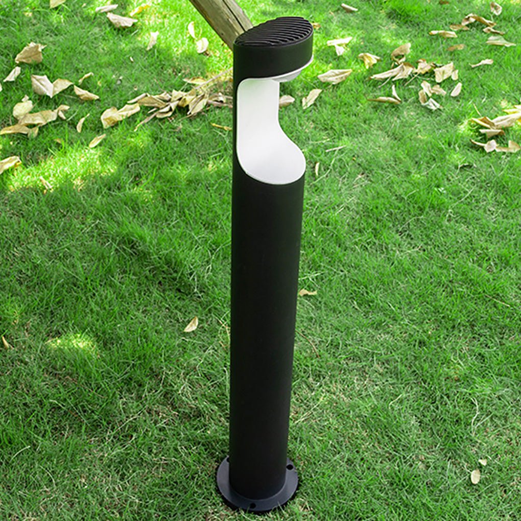 Moon Cutout Outdoor Bollard Light — Black Aluminum, 10W LED, IP65 Weatherproof, 24.4" H