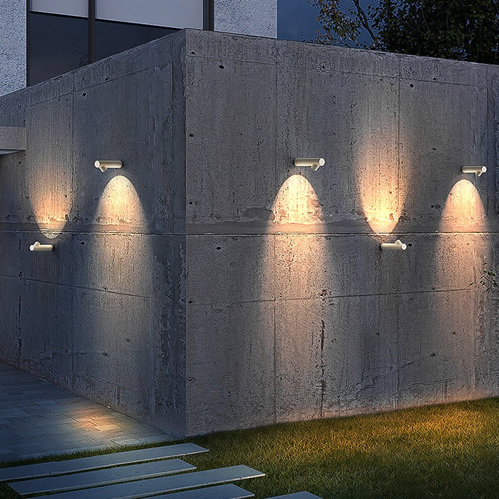 Round Tube Outdoor Wall Sconce — Aluminum & Glass, LED 2W, IP65 Weatherproof