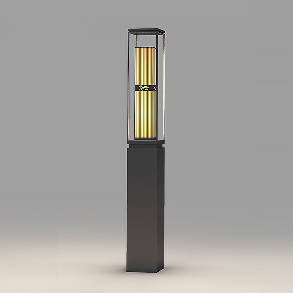 Retro Outdoor Post Light — Stainless Steel & Imitation Marble, T5, IP54 Hardwired, 70.9"–110.2" Heights