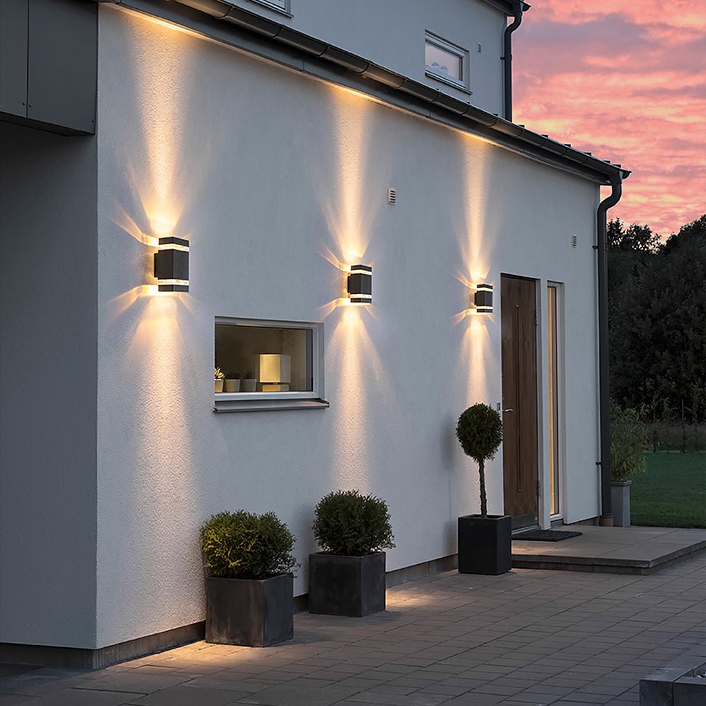 Square and Round Up/Down Outdoor Wall Sconce — Die-Cast Aluminum, LED COB 6W, IP54 Waterproof, 3000K Warm White