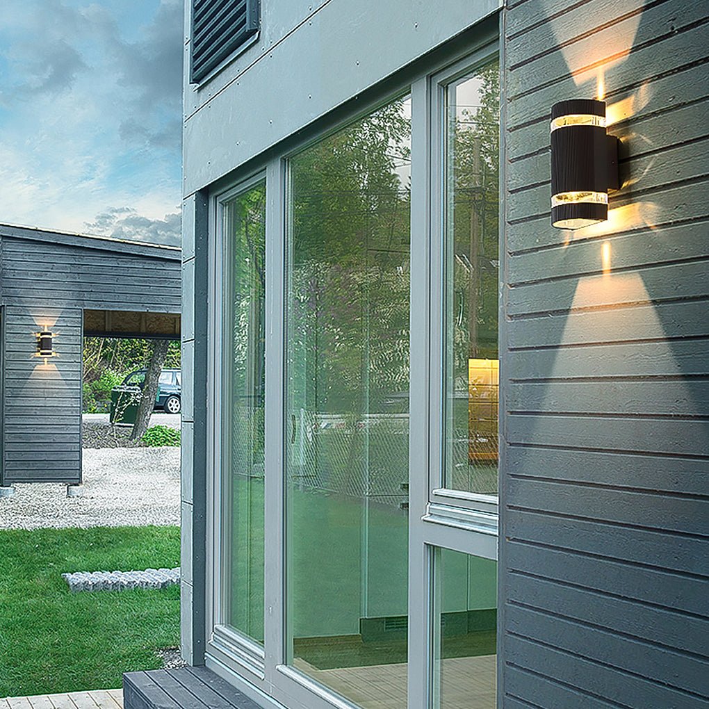 Square and Round Up/Down Outdoor Wall Sconce — Die-Cast Aluminum, LED COB 6W, IP54 Waterproof, 3000K Warm White