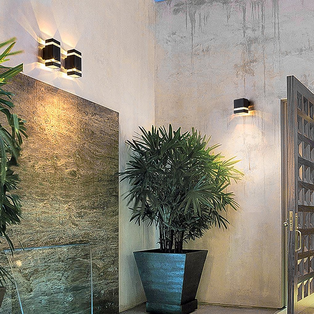 Square and Round Up/Down Outdoor Wall Sconce — Die-Cast Aluminum, LED COB 6W, IP54 Waterproof, 3000K Warm White