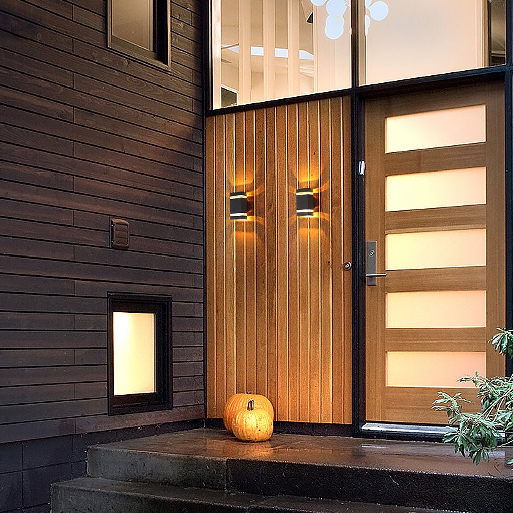 Square and Round Up/Down Outdoor Wall Sconce — Die-Cast Aluminum, LED COB 6W, IP54 Waterproof, 3000K Warm White