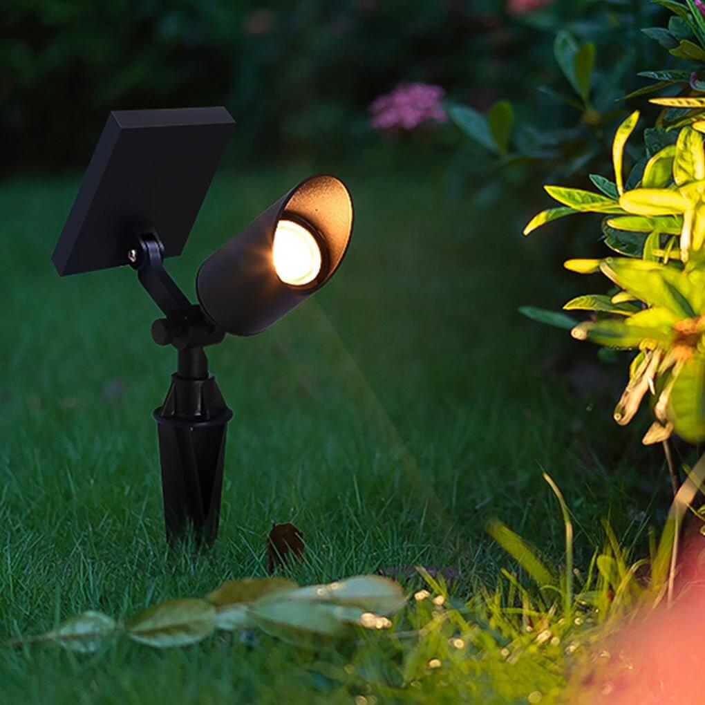 Solar & Hardwired Outdoor Landscape Spotlight — Aluminum, IP65 Weatherproof, 3000K Warm White, Adjustable