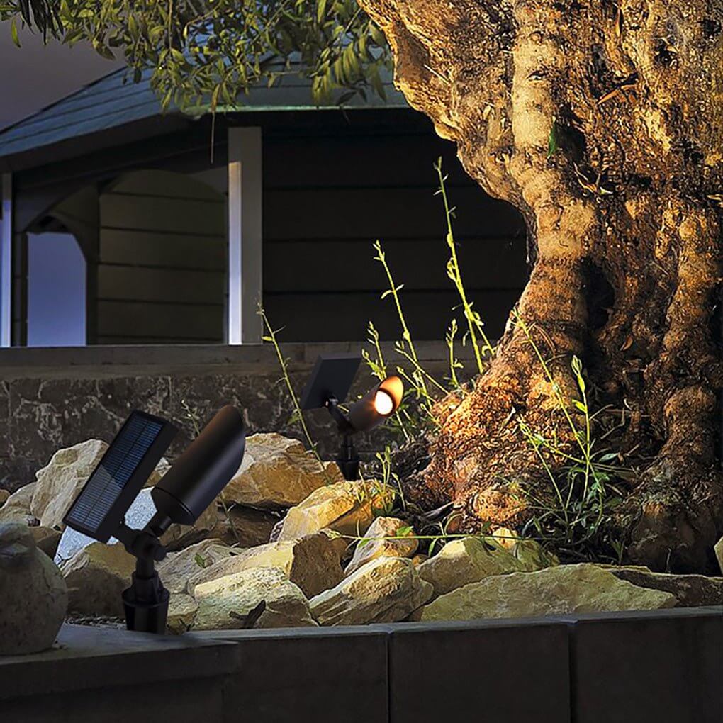 Solar & Hardwired Outdoor Landscape Spotlight — Aluminum, IP65 Weatherproof, 3000K Warm White, Adjustable