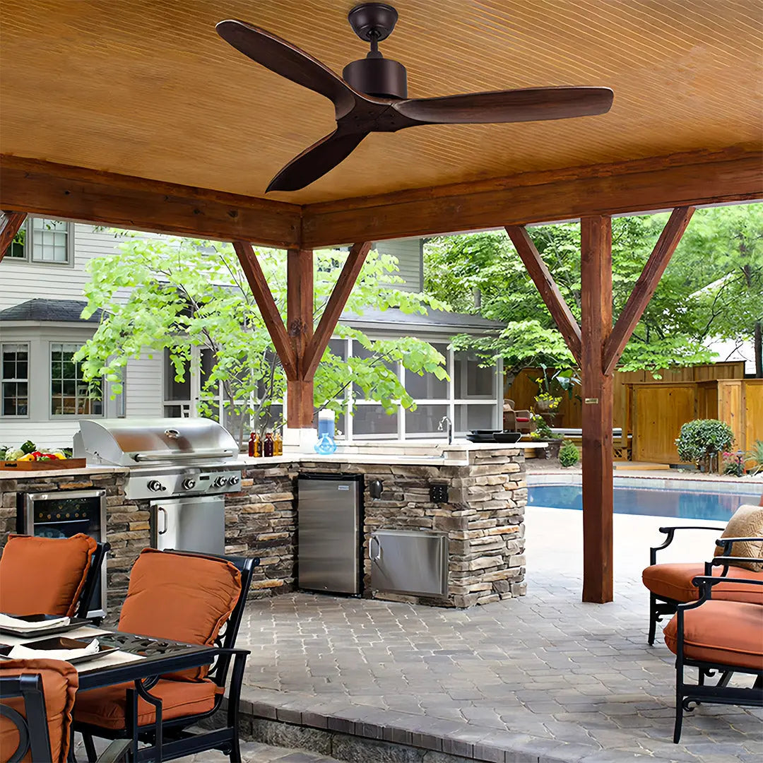 Modern 3-Blade Wood Ceiling Fans with Light - Fandelier Style Luxe