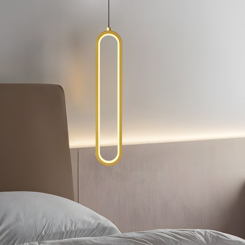 Modern Oval LED Mini Pendant — Aluminum & Acrylic, 3-Step Dimming (3000K/4500K/6000K), 18W–35W, Black or Gold