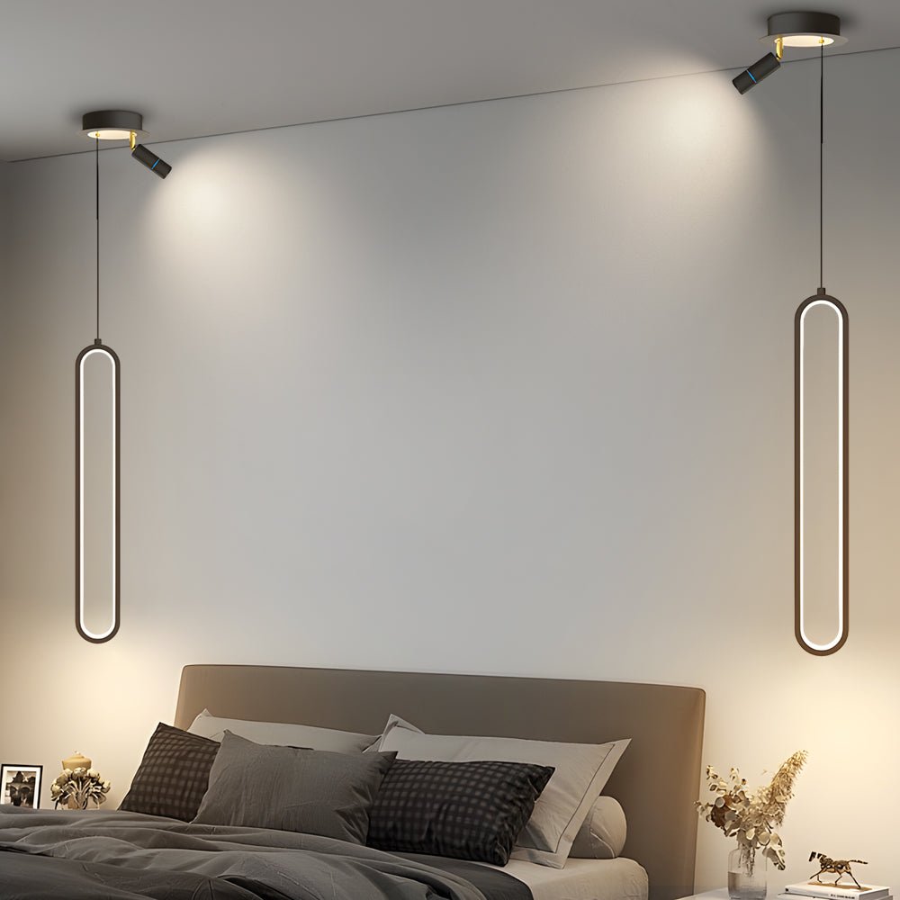 Modern Oval LED Mini Pendant — Aluminum & Acrylic, 3-Step Dimming (3000K/4500K/6000K), 18W–35W, Black or Gold