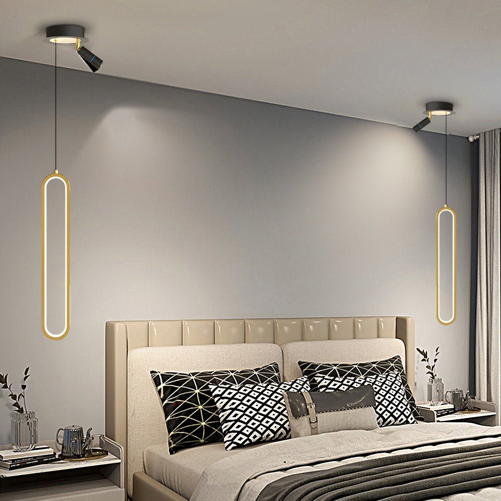 Modern Oval LED Mini Pendant — Aluminum & Acrylic, 3-Step Dimming (3000K/4500K/6000K), 18W–35W, Black or Gold