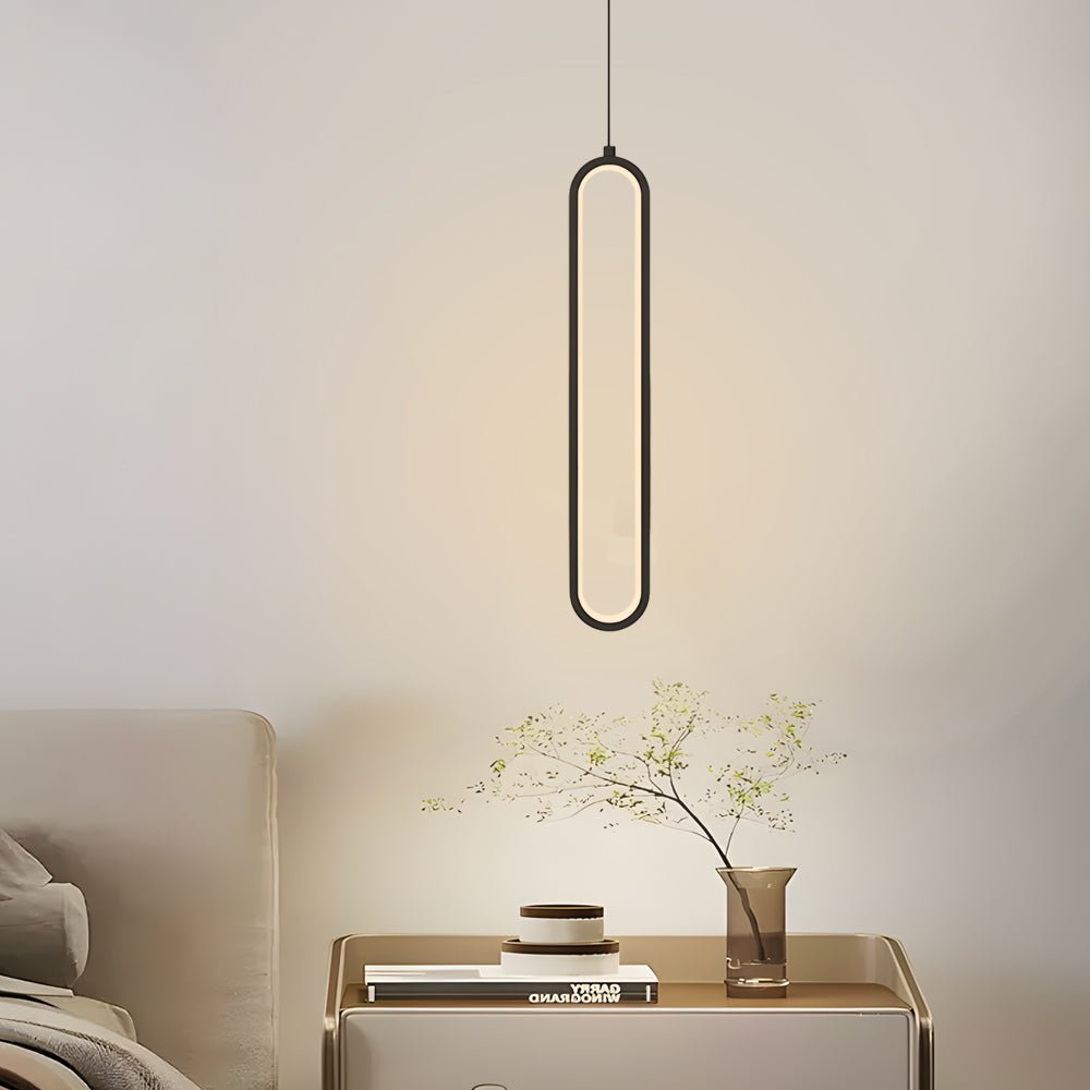 Modern Oval LED Mini Pendant — Aluminum & Acrylic, 3-Step Dimming (3000K/4500K/6000K), 18W–35W, Black or Gold