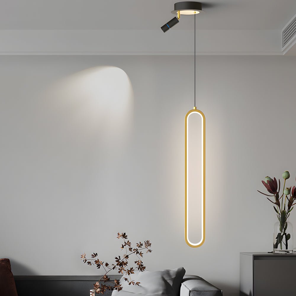 Modern Oval LED Mini Pendant — Aluminum & Acrylic, 3-Step Dimming (3000K/4500K/6000K), 18W–35W, Black or Gold