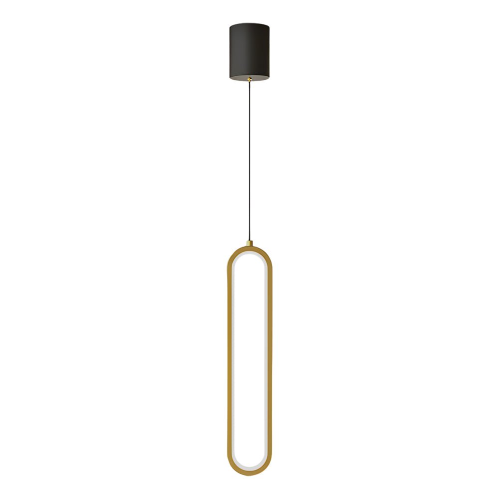 Modern Oval LED Mini Pendant — Aluminum & Acrylic, 3-Step Dimming (3000K/4500K/6000K), 18W–35W, Black or Gold