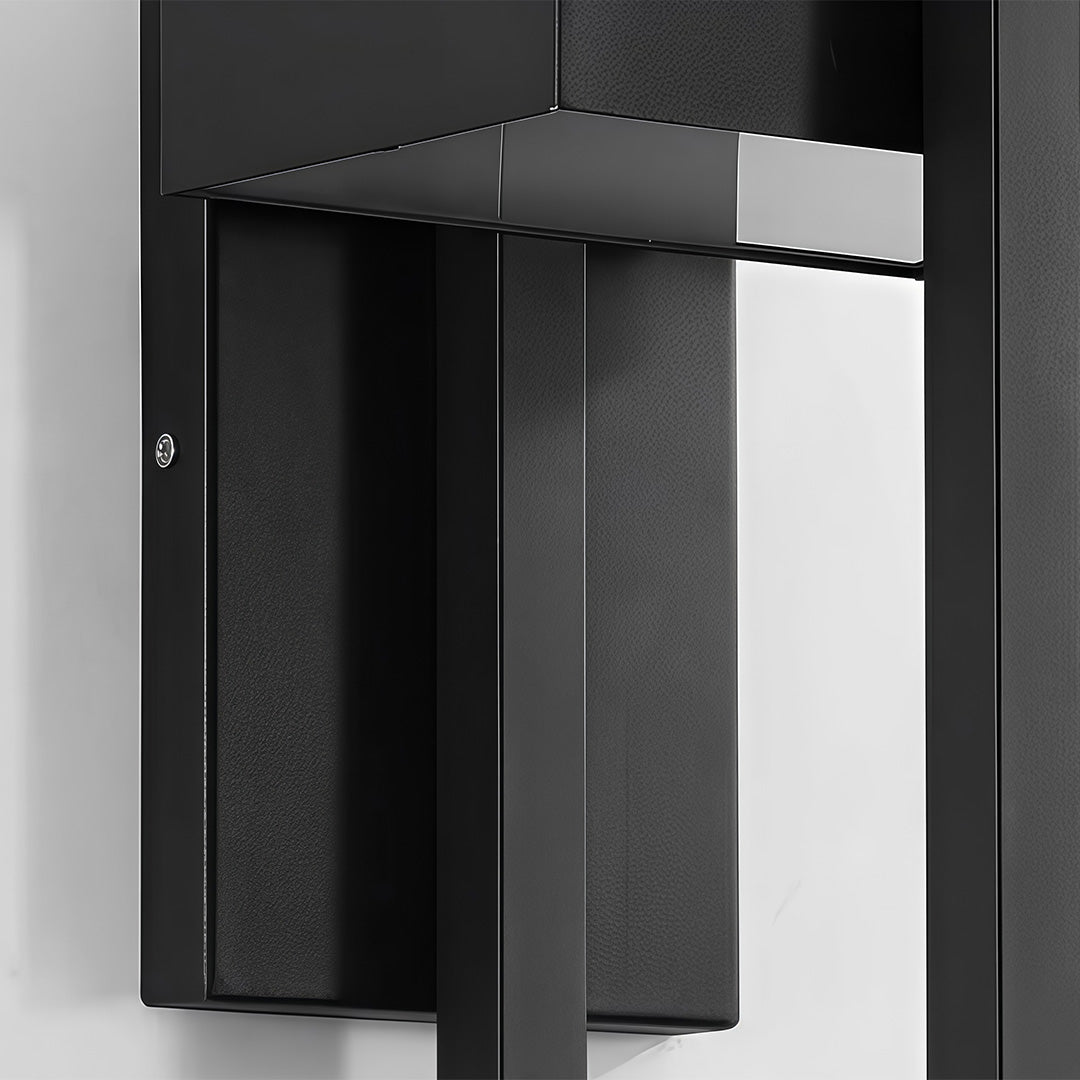 Rectangular Modern Outdoor Wall Sconce — Black Stainless Steel, Acrylic, LED, 840lm, IP65 Weatherproof