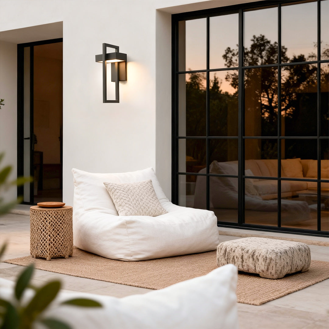 Rectangular Modern Outdoor Wall Sconce — Black Stainless Steel, Acrylic, LED, 840lm, IP65 Weatherproof