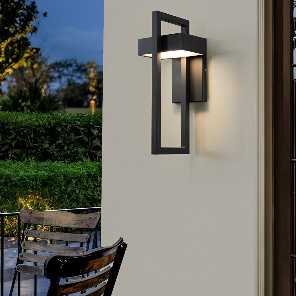 Rectangular Modern Outdoor Wall Sconce — Black Stainless Steel, Acrylic, LED, 840lm, IP65 Weatherproof