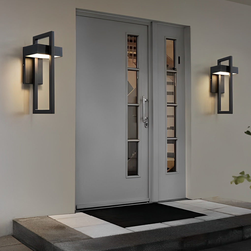 Rectangular Modern Outdoor Wall Sconce — Black Stainless Steel, Acrylic, LED, 840lm, IP65 Weatherproof