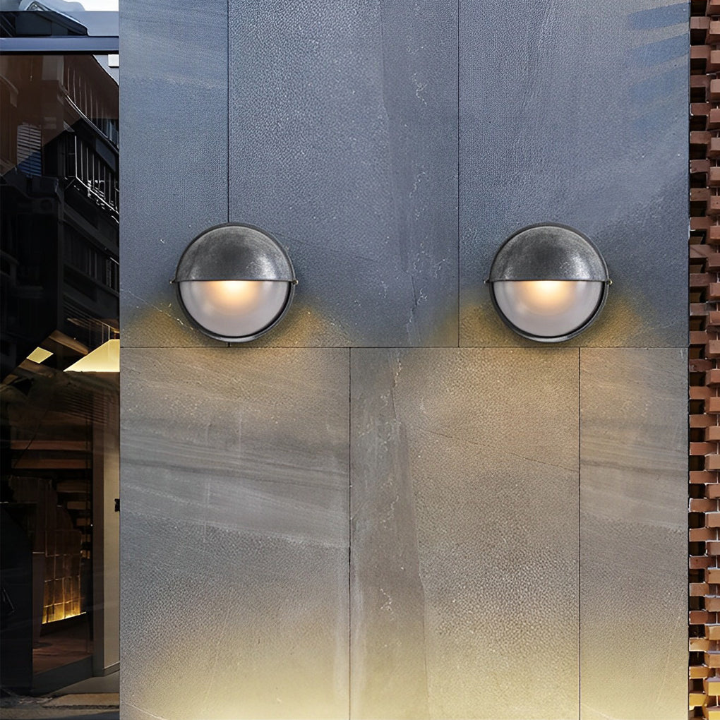 Retro Industrial Oval Bulkhead Outdoor Wall Sconce — Die-Cast Aluminum and Glass, IP65, 1-Light, Cement Gray or Gold