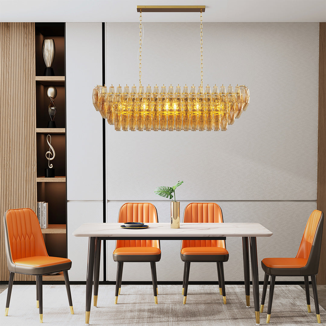 Multi-Head Glass Pendant Chandelier — Iron Frame, Transparent Glass Shades, 8-Light or 10-Light, Black or Copper, E12