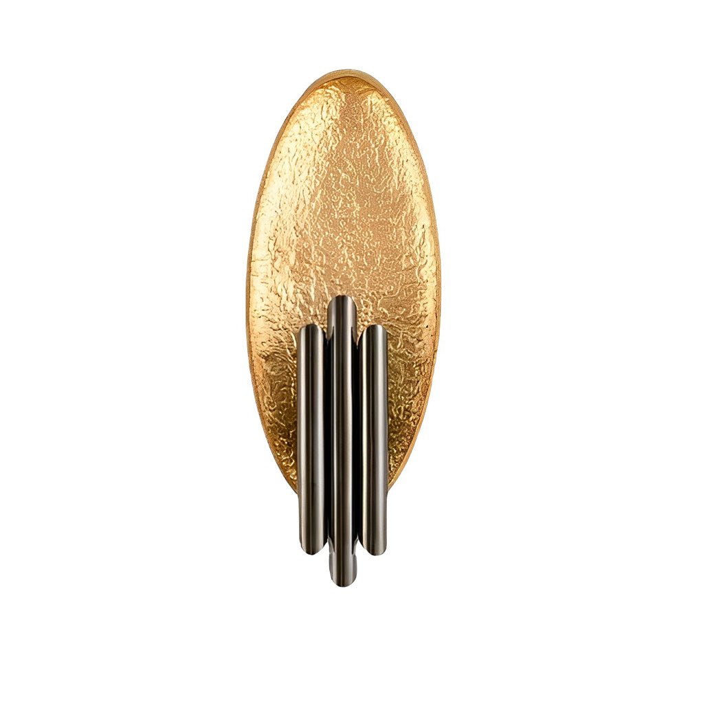 Oval Minimalist Postmodern Wall Sconce — Iron, Electroplated, E14, Hardwired, Gold + Black or Silver + Gold