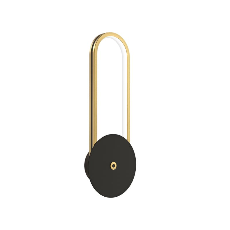 Oval Ring Diffused Wall Sconce — Aluminum with Leather Detail, LED, Three-Step Dimming (3000K/4500K/6000K), 7.9" × 17.7"