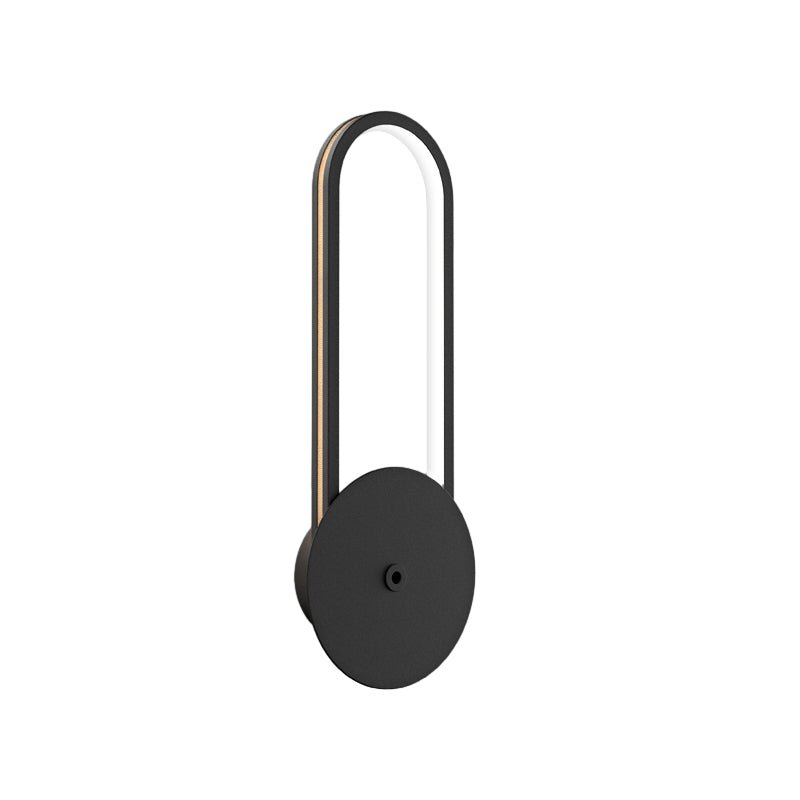 Oval Ring Diffused Wall Sconce — Aluminum with Leather Detail, LED, Three-Step Dimming (3000K/4500K/6000K), 7.9" × 17.7"