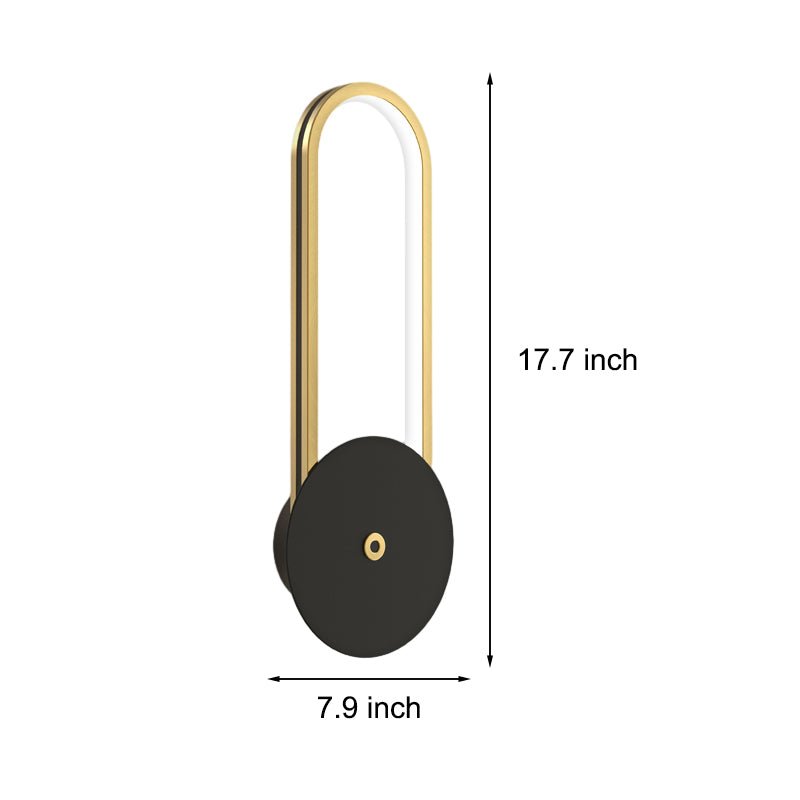 Oval Ring Diffused Wall Sconce — Aluminum with Leather Detail, LED, Three-Step Dimming (3000K/4500K/6000K), 7.9" × 17.7"