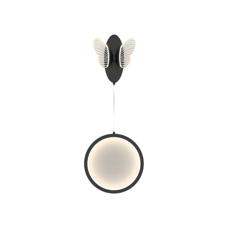 Butterfly Oval and Round LED Wall Sconce — Iron and Aluminum, Acrylic Shade, Three-Step Dimming (3000K/4500K/6000K), Black or Gold