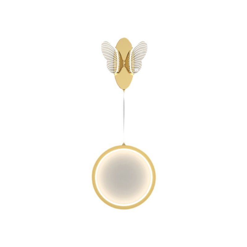 Butterfly Oval and Round LED Wall Sconce — Iron and Aluminum, Acrylic Shade, Three-Step Dimming (3000K/4500K/6000K), Black or Gold