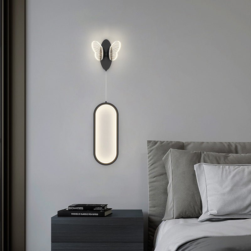 Butterfly Oval and Round LED Wall Sconce — Iron and Aluminum, Acrylic Shade, Three-Step Dimming (3000K/4500K/6000K), Black or Gold