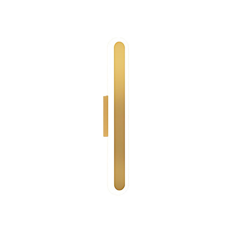 Oval Minimalist Linear Wall Sconce — Iron and Acrylic, LED, 3-Step Dimming, Black or Gold