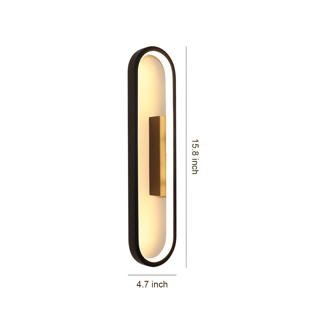 Minimalist Oval Ambient Wall Sconce — Aluminum, Silicone Shade, 19W LED 3000K, 15.75" Height