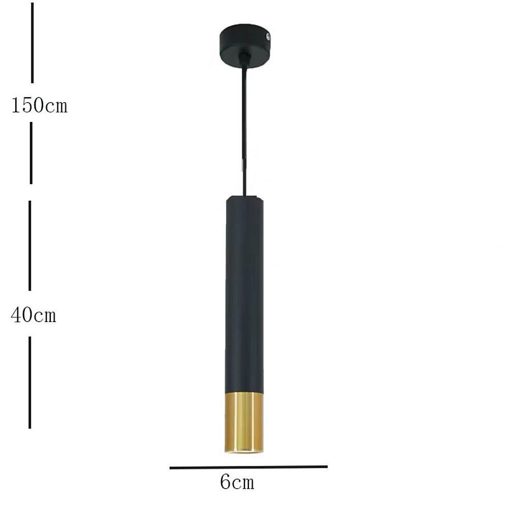 Cylindrical Mini Pendant Light — Black and Gold Metal, LED 3000K, 3-Step Dimming, 59" Adjustable Cord