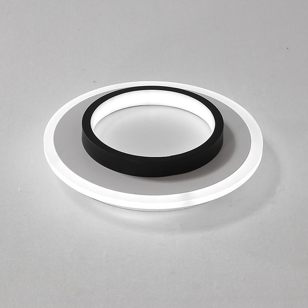 Modern 2-Light Circular LED Flush Mount — Metal, Black and White, 3000K / 6000K, 9" Diameter
