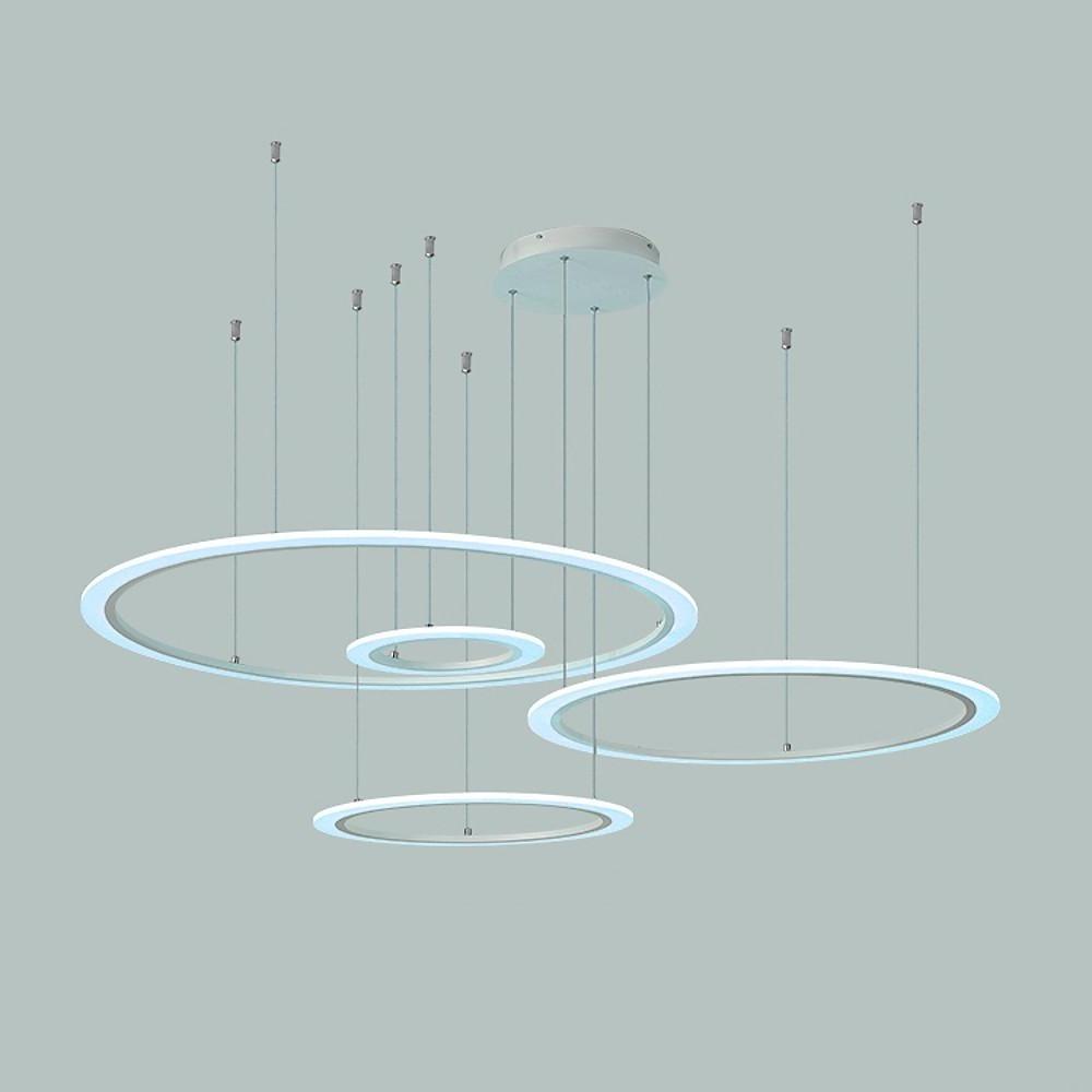 Multi-Circle Geometric Chandelier — Metal and Acrylic, 4-Light, 31" Diameter, LED, Adjustable 59" Cord