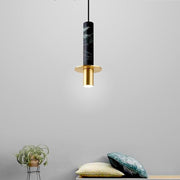 Cylindrical Circular Mini Pendant Light — Metal and Glass, 1-Light, 10W LED, 3000K, 5" Diameter, 59" Adjustable Cord