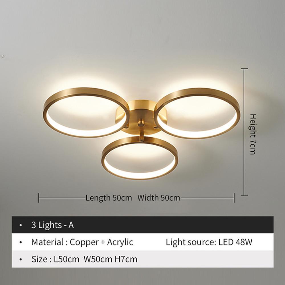 Circular Three-Light LED Flush Mount — Copper and Silicone, Golden Finish, 20" Diameter