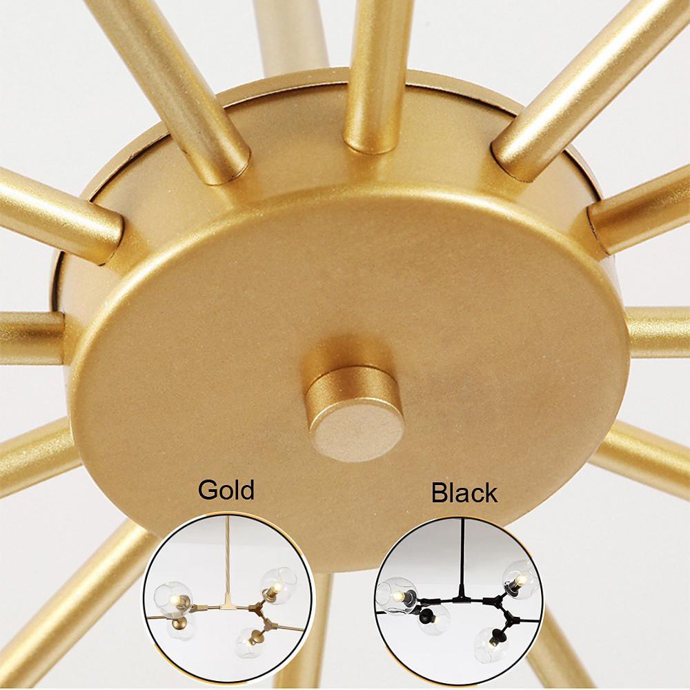 Nordic Sputnik Chandelier with Glass Globe LED and Electroplated Finish - Hanging Ceiling Lights