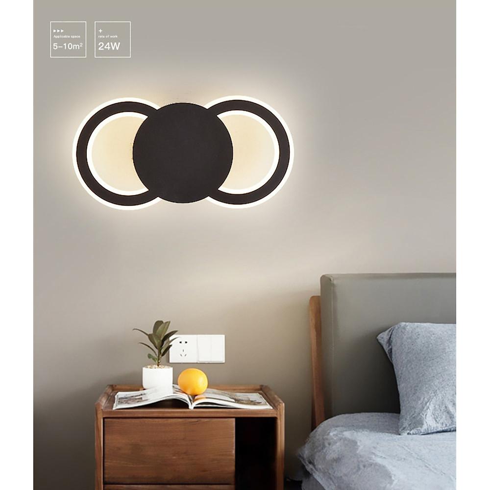 Geometric Dual-Ring 2-Light LED Flush Mount — Metal, 3-Step Dimming, 15"