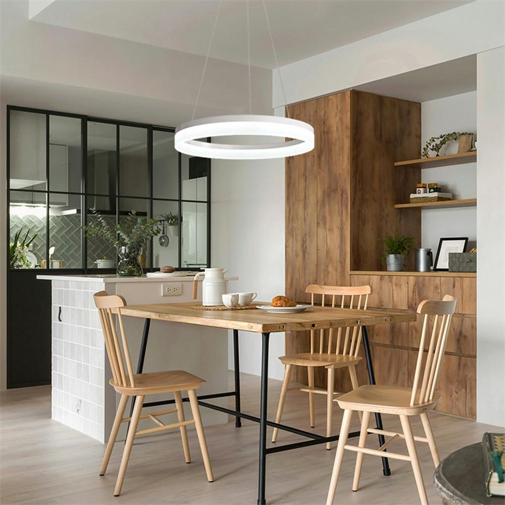 Thick Circle Acrylic Ring Chandelier — Modern LED, 36W Dimmable, 3000K–6000K, 24" Diameter, Remote Control
