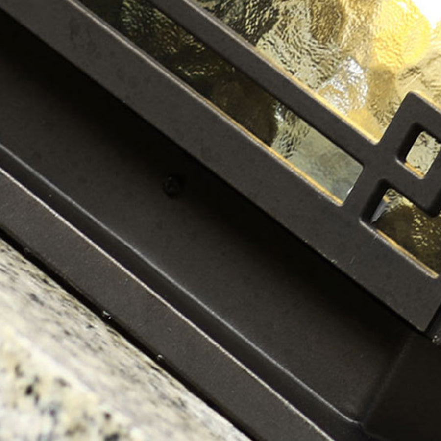 Retro Square Lantern Outdoor Pillar Light — Die-Cast Aluminum, Coffee Gold, E27, IP54, 3-Step Dimming, Solar or Hardwired