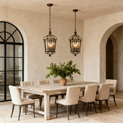 Gothic Roman-Inspired Pendant Light — Antique Bronze Iron, Transparent Glass, 3-Light, E12, Adjustable 1.8m Chain
