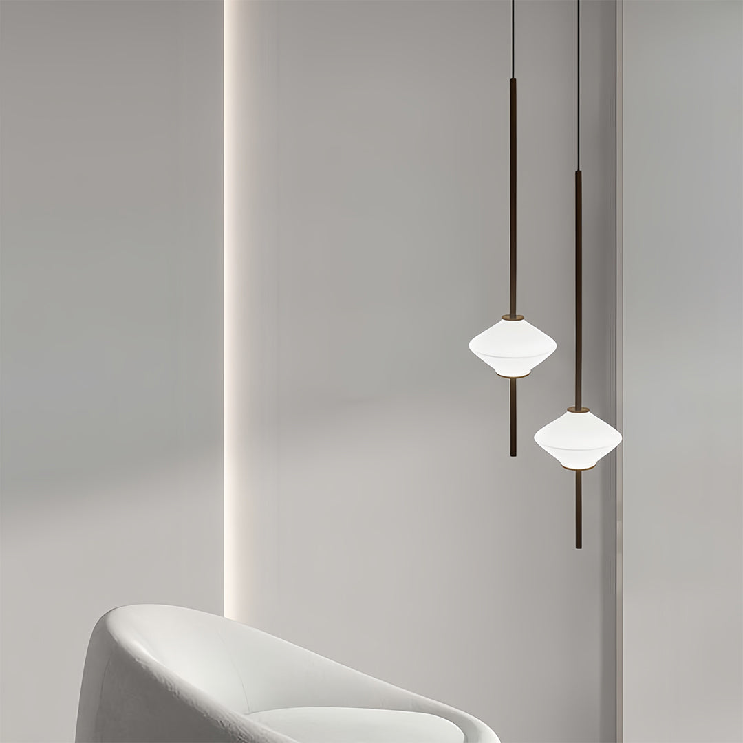 Minimalist Geometric Mini Pendant — Aluminum and Glass, LED, 7W / 14W, 1- or 2-Light, Adjustable Height