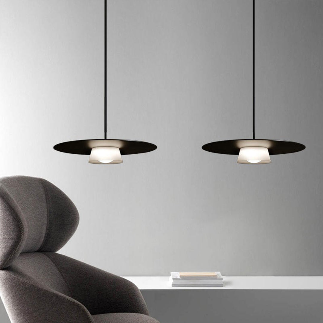 Round Iron Island Pendant — Minimalist, Black or White, LED E27, 16.5" Wide, 3000K