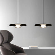 Round Iron Island Pendant — Minimalist, Black or White, LED E27, 16.5" Wide, 3000K