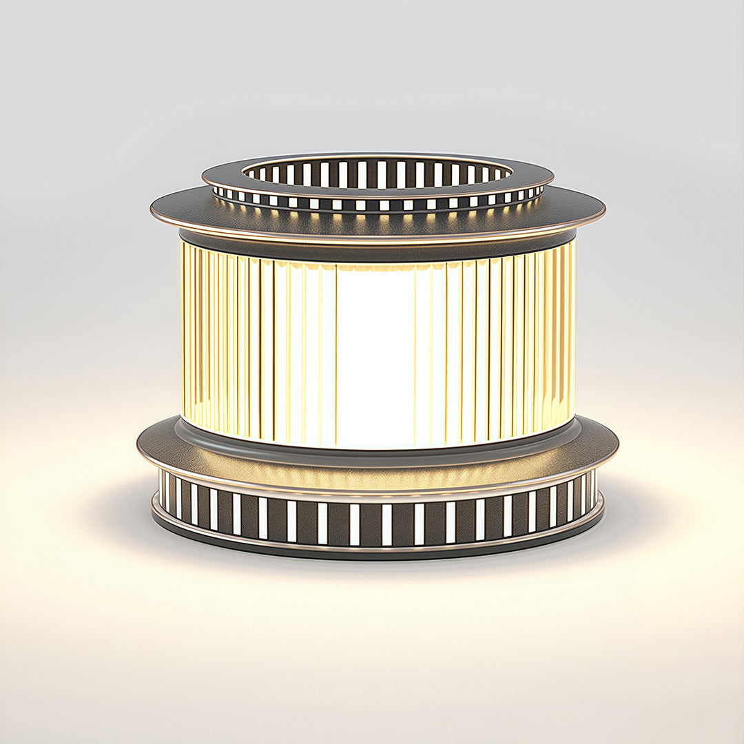 Modern Minimalist Cylindrical Pillar Light — Mirror-Black Stainless Steel, 7W LED, IP65 Weatherproof