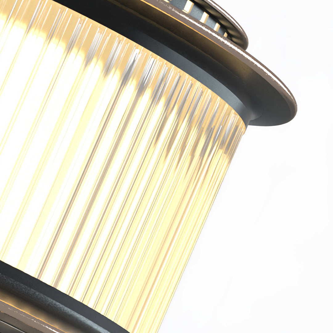 Modern Minimalist Cylindrical Pillar Light — Mirror-Black Stainless Steel, 7W LED, IP65 Weatherproof