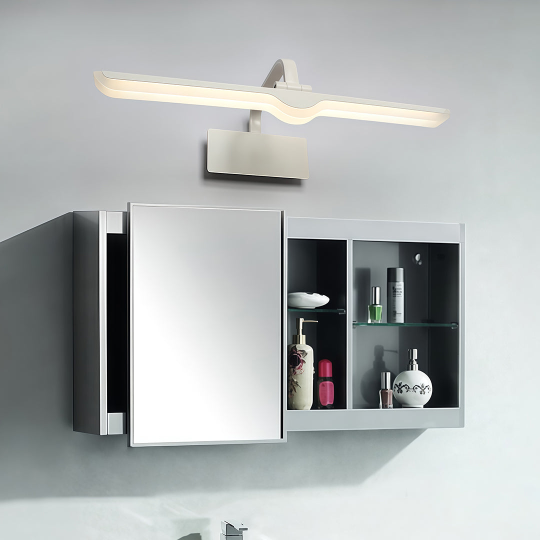 Modern LED Vanity Light Bar — White Aluminum, 180° Adjustable, 18W, 3-Step Dimming, 12.2" / 16.9" / 20.9"