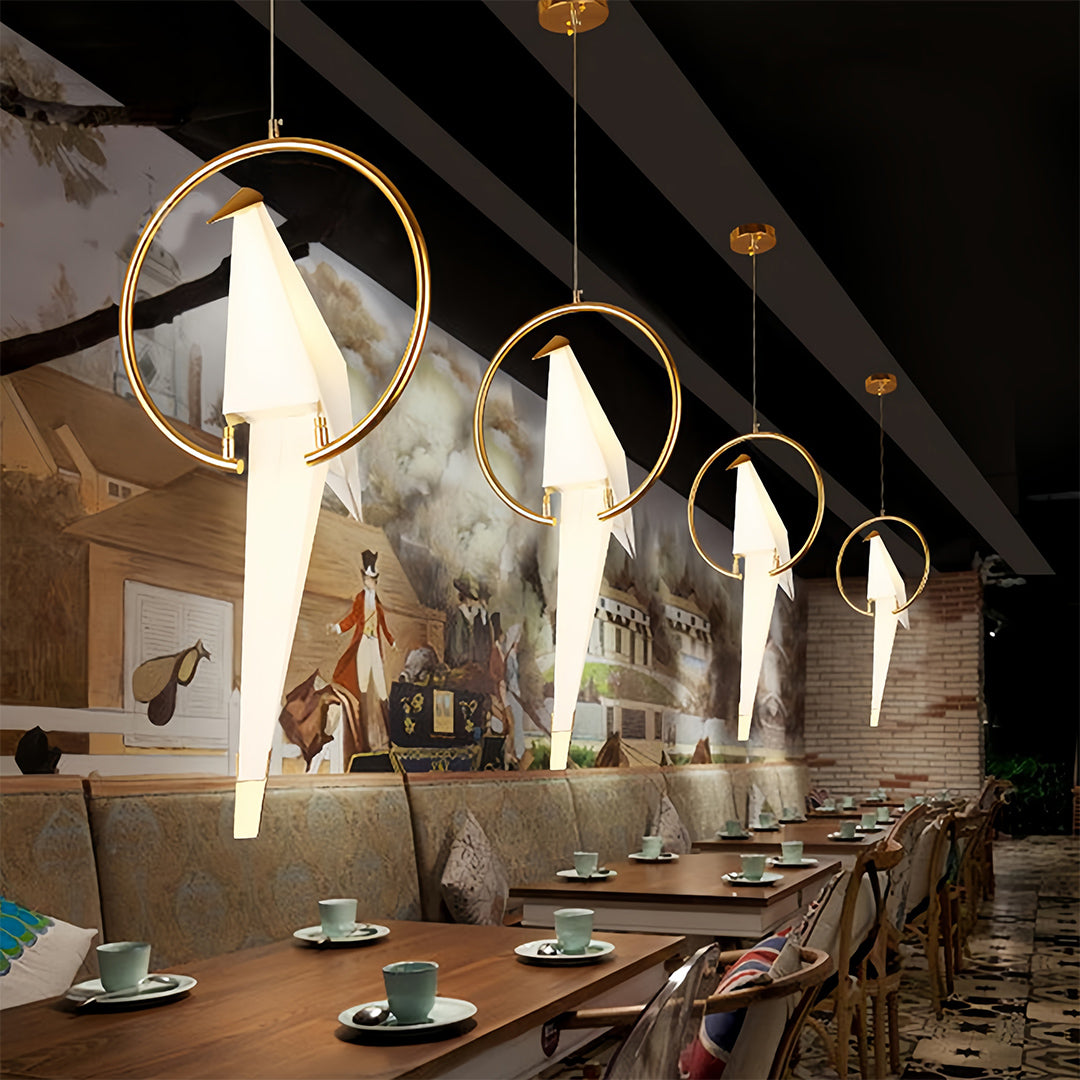 Origami Crane Wall Sconce — PP & Metal, Gold Accent, LED 6W, 3000K Warm White