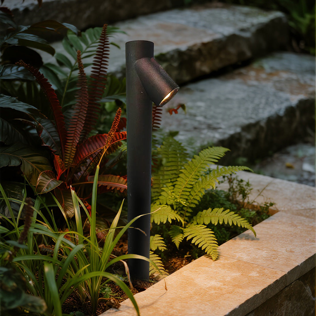 Bamboo Node LED Bollard Light — Aluminum, Black, IP65, 3000K, 23.6" or 35.4"