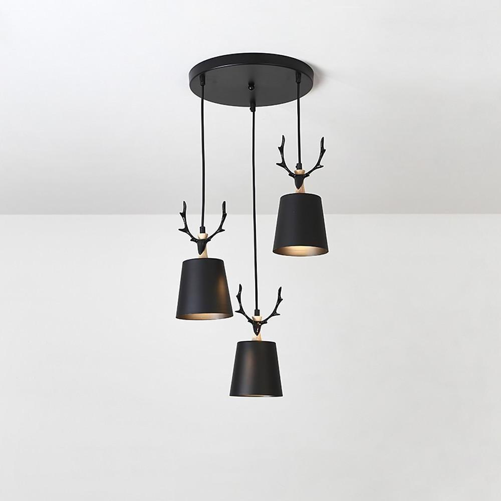 Antler 3-Light Chandelier — Metal and Aluminum, Painted Finish, E26/E27, 60W, 11" Diameter